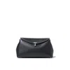 Totême T-lock Leather Clutch Shark In Black