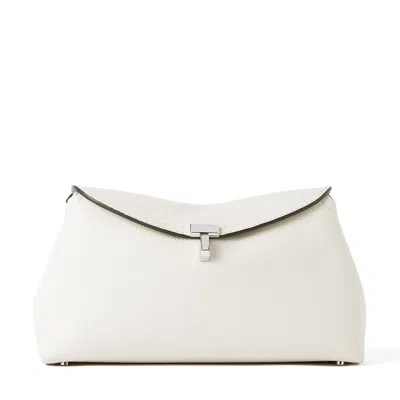 Totême T-lock Clutch Handbag In Milk Grain 111
