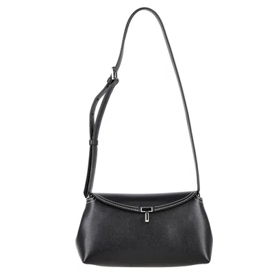 Totême T-lock Clutch In Black Leather