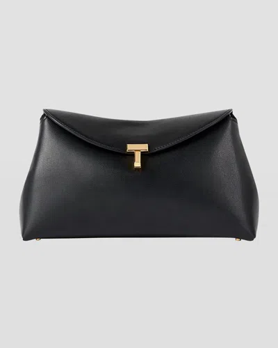 Totême T-lock Clutch In Palmellata Leather In Black