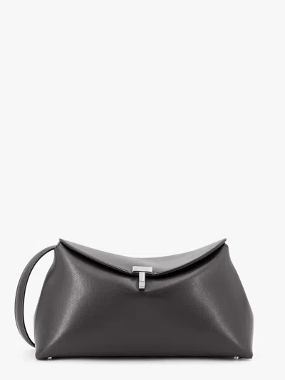 Totême T-lock Clutch Leather Shoulder Bag In Gray