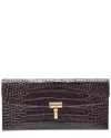 Totême Toteme T-lock Croc-embossed Leather Continental Wallet In Brown