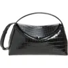Totême Toteme T-lock Croc Embossed Leather Top Handle Bag In Black