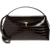 Totême Toteme T-lock Croc Embossed Leather Top Handle Bag In Brown
