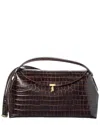 Totême Toteme T-lock Croc-embossed Leather Top Handle Shoulder Bag In Black