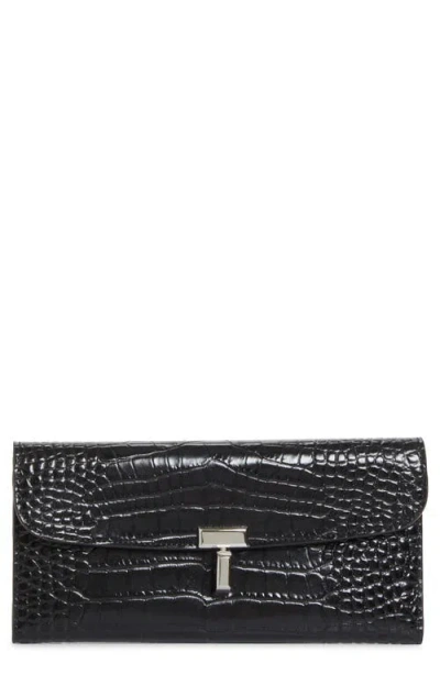 Totême Toteme T-lock Croc Embossed Leather Wallet