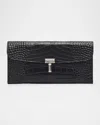 Totême T-lock Croco-embossed Leather Wallet In Black
