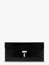 Totême T-lock Croco-embossed Leather Wallet In Black
