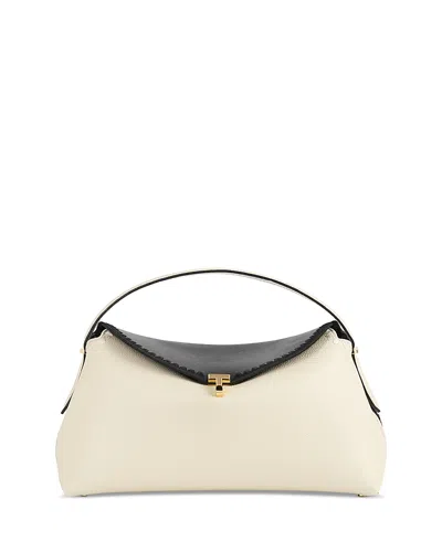 Totême T-lock Embroidered Edge Convertible Top Handle Bag In Black