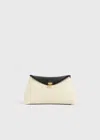 Totême T-lock Embroidered Leather Clutch Black/milk