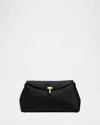 Totême T Lock Flap Horsehair Clutch Bag In Black
