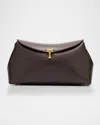 Totême T Lock Flap Leather Clutch Bag In Brown