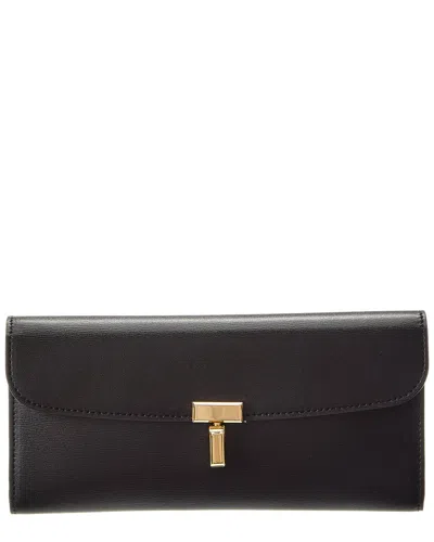 Totême Toteme T-lock Fold-over Leather Continental Wallet In Black