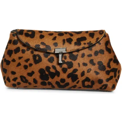 Totême Toteme T-lock Genuine Calf Hair Clutch In Brown