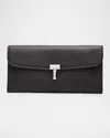 Totême T-lock Grain Leather Continental Wallet In Black