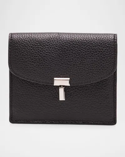 Totême T-lock Grained Leather Cardholder In Black