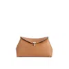 Totême T-lock Grained-leather Clutch Tan
