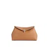 Totême T-lock Grained-leather Clutch Tan In Brown