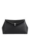 Totême T-lock Grained-leather Clutch In Black
