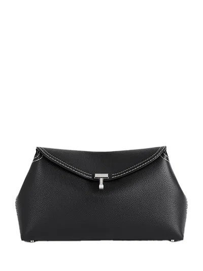 Totême Toteme T-lock Grained Leather Clutch Black
