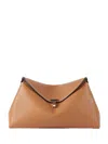Totême T-lock Grained-leather Clutch Tan In Brown