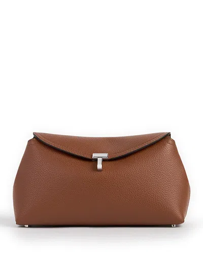 Totême T-lock Grained-leather Convertible Clutch In Sienna In Brown