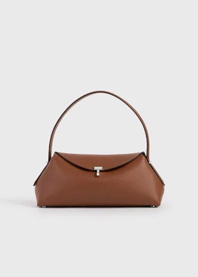 Totême T-lock Grained-leather Shoulder Sienna In Brown