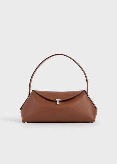 Totême T-lock Grained-leather Shoulder Sienna In Brown