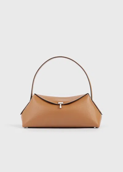 Totême T-lock Grained-leather Shoulder Tan In Brown