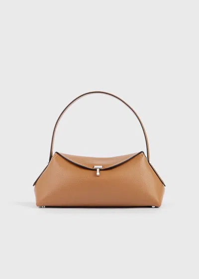 Totême T-lock Grained-leather Shoulder Tan In Brown