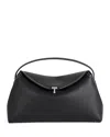 Totême T-lock Leather Clutch With Contrasting Stitchings In Black