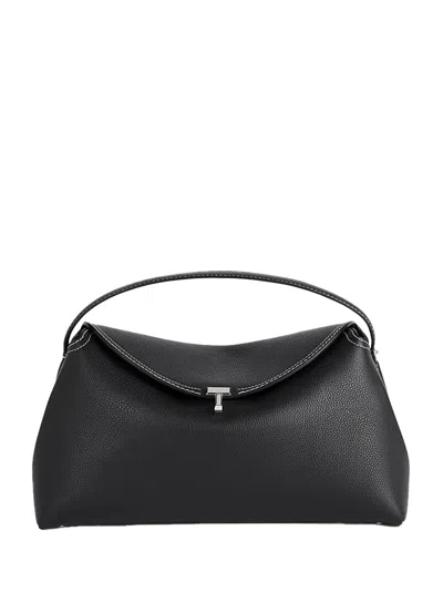 Totême Toteme T-lock Grained Leather Top Handle Bag Black
