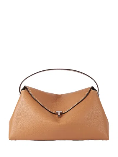 Totême Toteme T-lock Grained Leather Top Handle Bag Tan