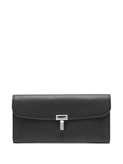 Totême T-lock Grained-leather Wallet