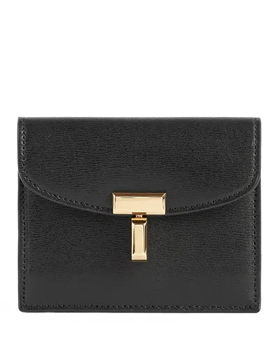 Totême T Lock Leather Cardholder In Black
