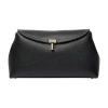 Totême T-lock Leather Clutch Bag In Black_grain