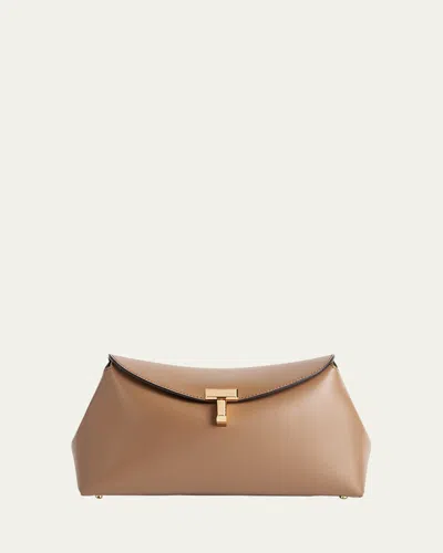 Totême T-lock Leather Clutch Bag In Brown