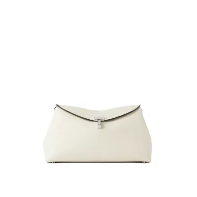 Totême Toteme T-lock Leather Clutch Bag In White