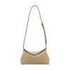 Totême T-lock Leather Clutch In Beige