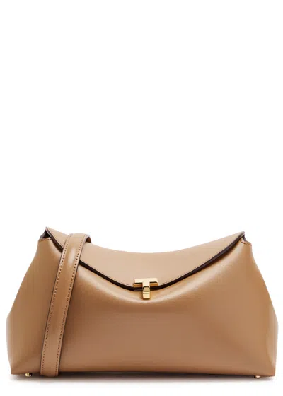 Totême Toteme T-lock Leather Clutch In Brown