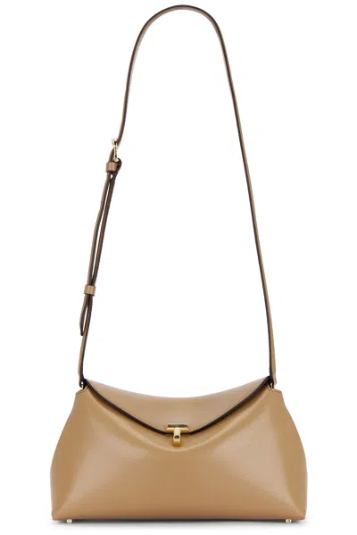 Totême T-lock Leather Clutch In Brown