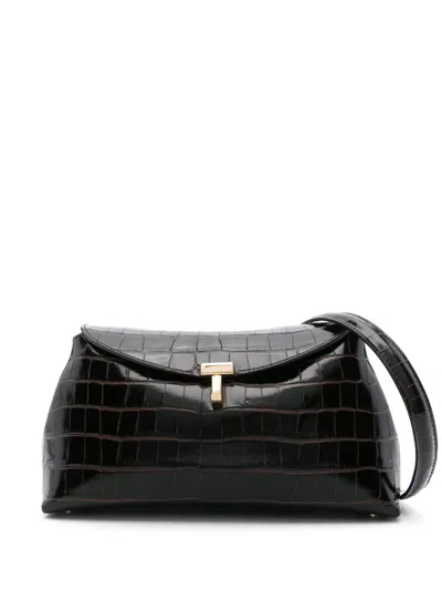 Totême T-lock Leather Clutch In Black