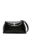 Totême Crocodile Effect Leather Top Handle Clutch In Black