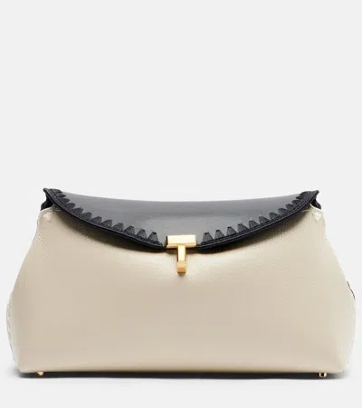 Totême T-lock Leather Clutch In Neutral