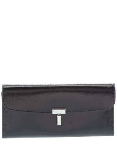 Totême Toteme T-lock Leather Continental Wallet In Black