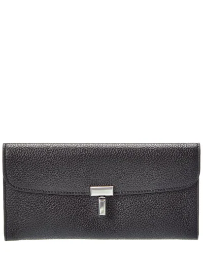 Totême Toteme T-lock Leather Continental Wallet In Black