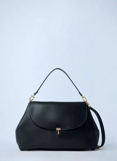 Totême T-lock Leather Crossbody Bag In Black