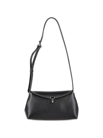 Pre-owned Totême T-lock Leather Crossbody Bag In Black