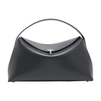 Totême T-lock Leather Handbag In Grey