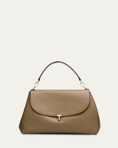 Totême T-lock Leather Satchel Bag In Brown